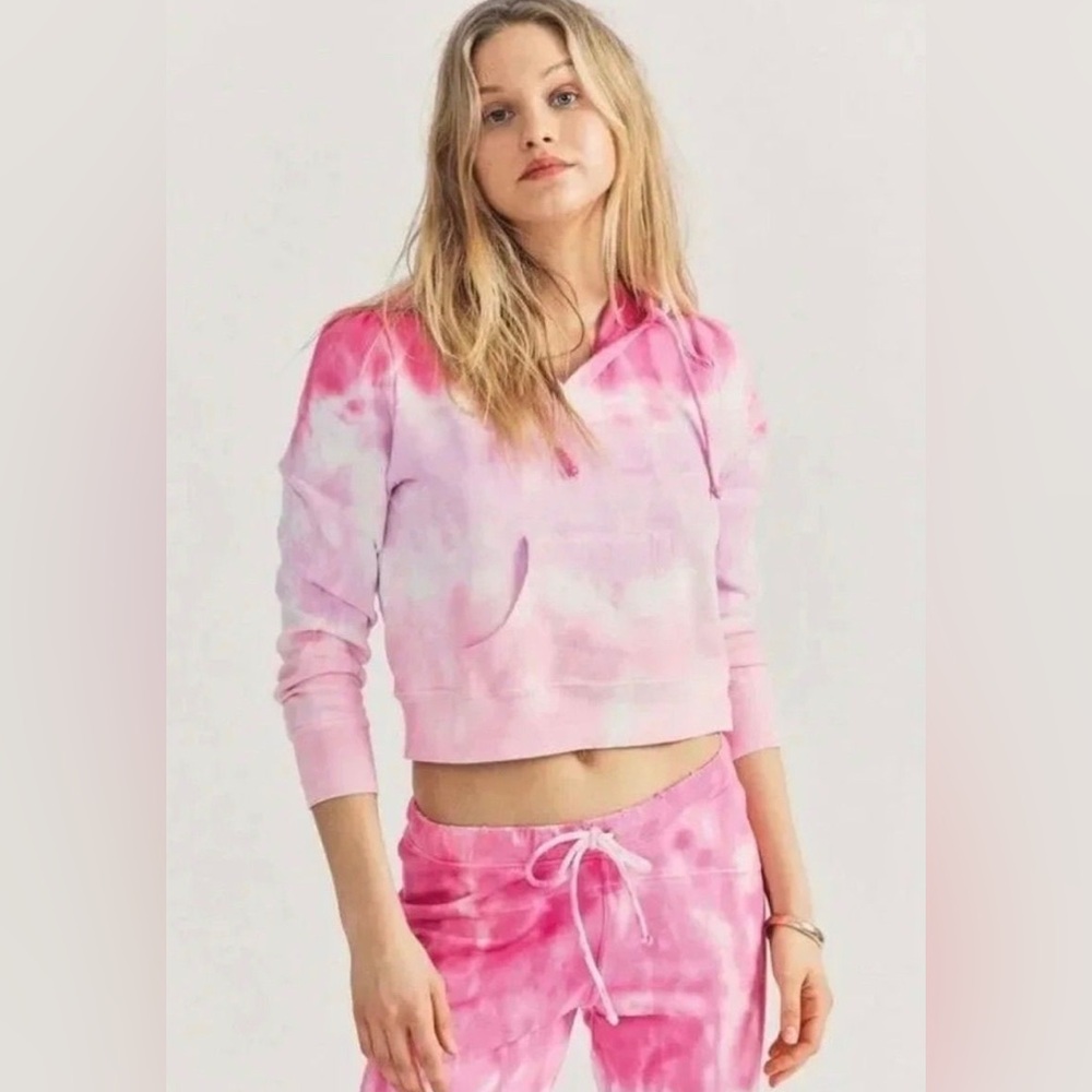 LoveShackFancy Kirby Hoodie Linear Bubble Gum Pink Tie Dye NEW